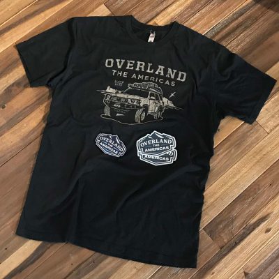 Overland the Americas T-Shirt + Patch + Stickers Bundle